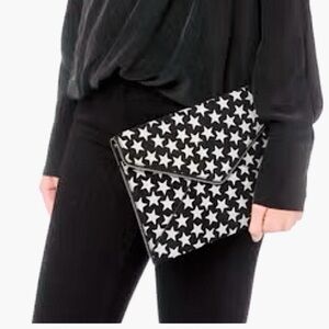 Rebecca minkoff start glitter silver and black envelope clutch